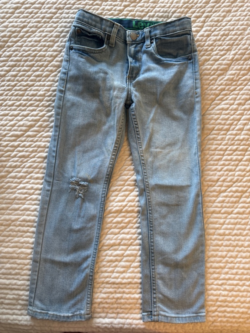 Levi's Kids Light Wash Straight Jeans with Knee Distress